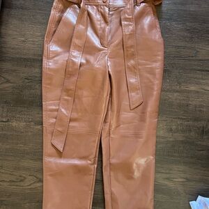 Wilfred Tan Faux Leather Pants